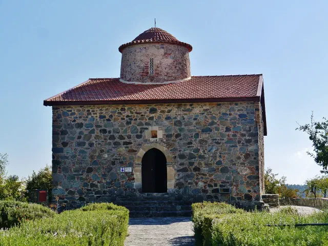 De kerk van Timios Stavros in Pelendri, een van de UNESCO-kerken bij Agros